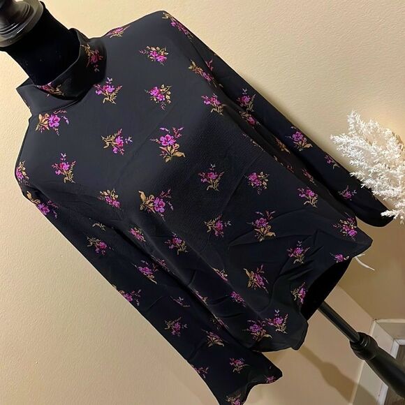 BP Mock Neck Floral Blouse, Size M - Picture 1 of 9